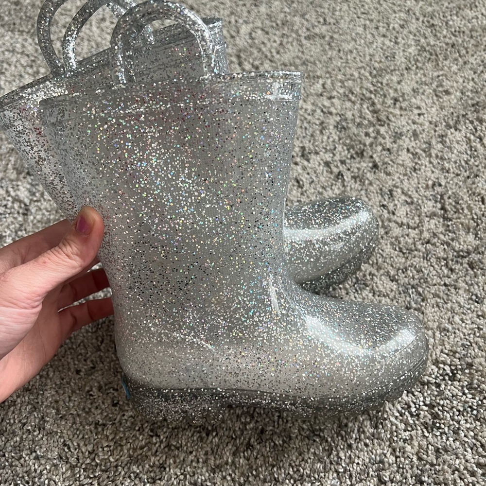 Silver Sparkly Rain and Snow Boots
